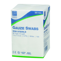 Gauze Swabs 7.5 cm x 7.5 cm - (Pack of 100)